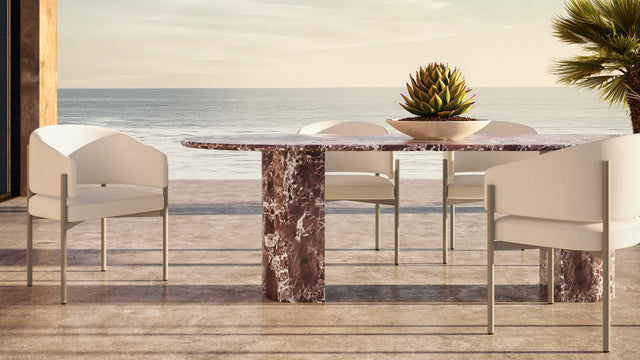 Dante - Dante Dining Table, Rosso Levanto Marble, 98in
