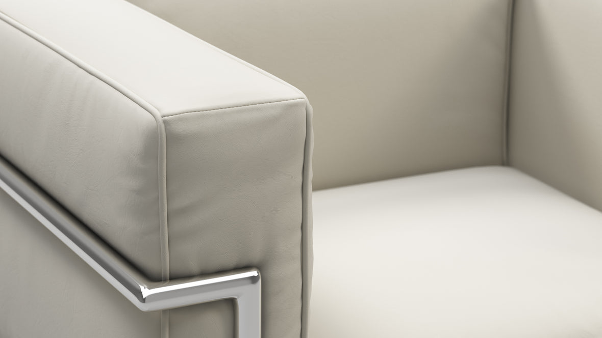 Corbusier - Corbusier Grand Modele Lounge Chair, Cream Vegan Leather