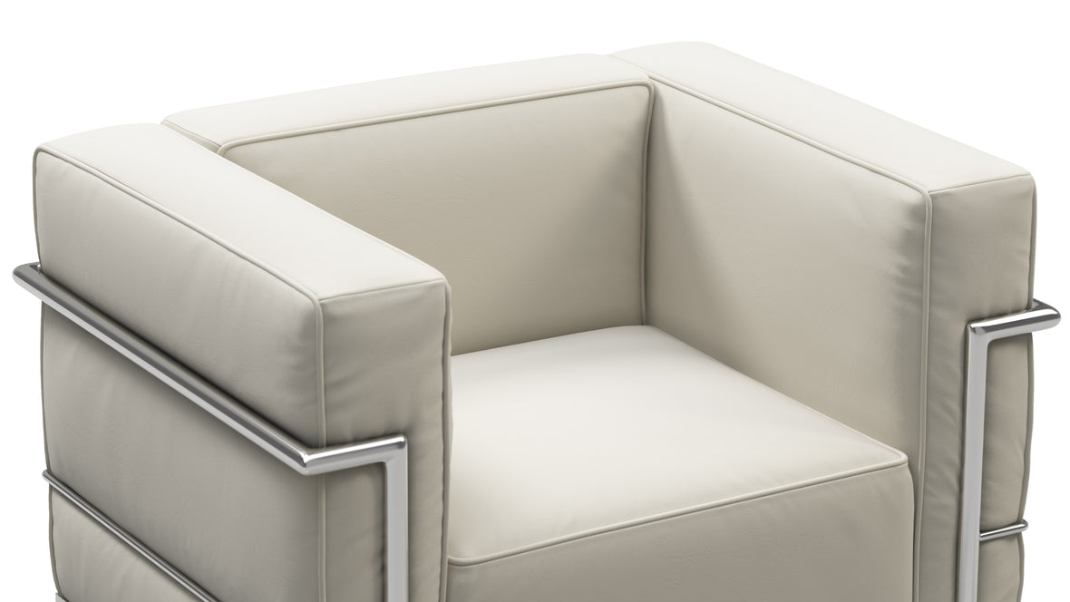 Corbusier - Corbusier Grand Modele Lounge Chair, Cream Vegan Leather
