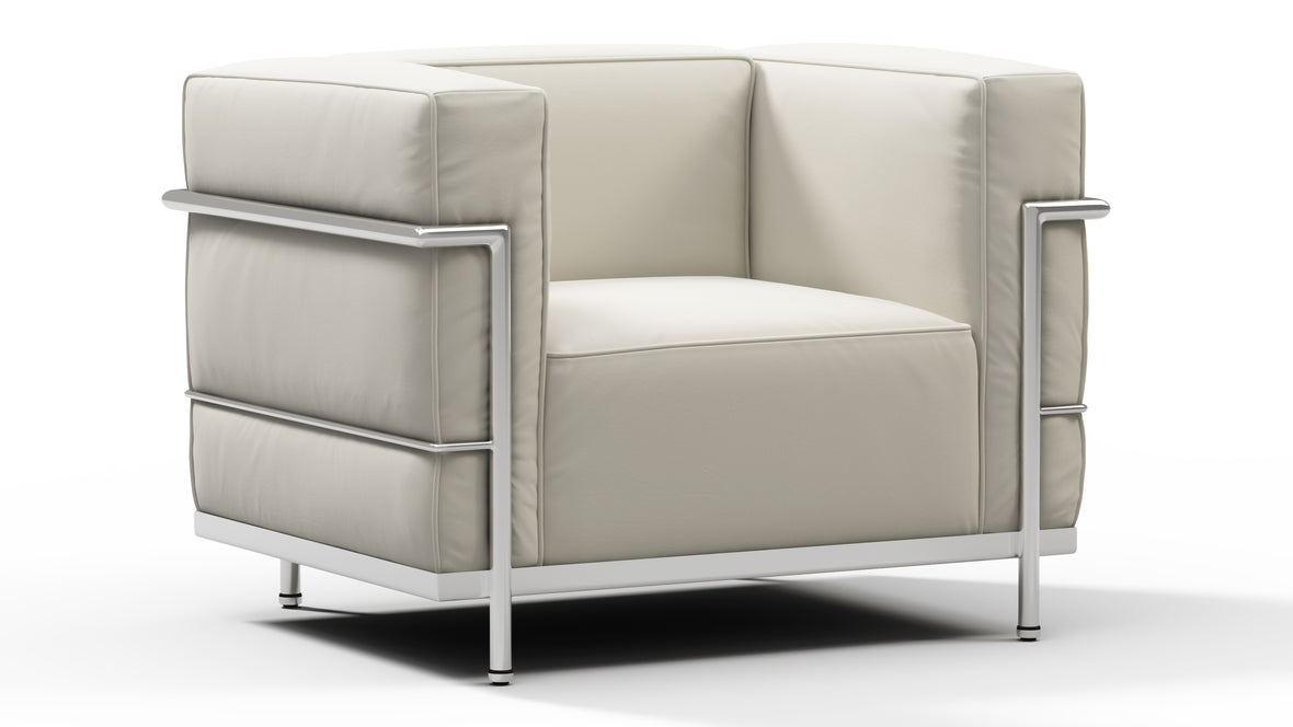 Corbusier - Corbusier Grand Modele Lounge Chair, Cream Vegan Leather