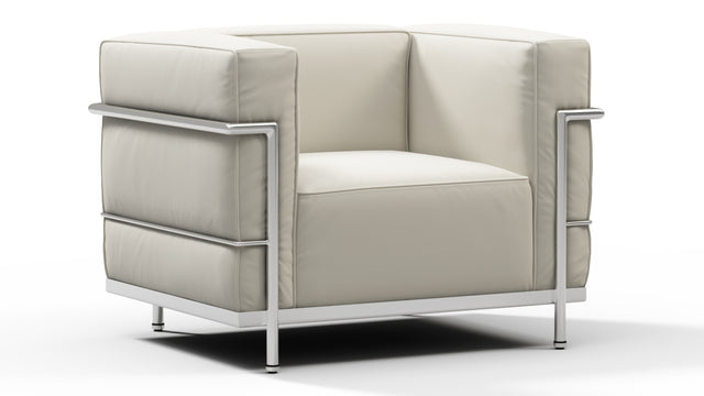 Corbusier - Corbusier Grand Modele Lounge Chair, Cream Vegan Leather