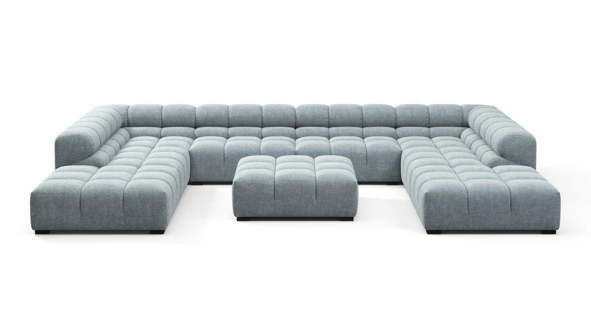 Tufty - Tufty Sectional, U Shape, Cerulean Chenille