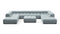 Tufty - Tufty Sectional, U Shape, Cerulean Chenille