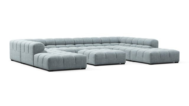 Tufty - Tufty Sectional, U Shape, Cerulean Chenille