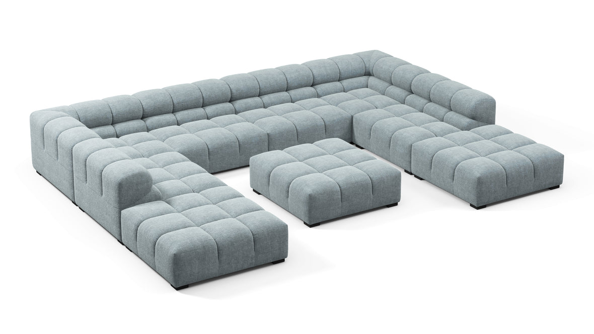Tufty - Tufty Sectional, U Shape, Cerulean Chenille