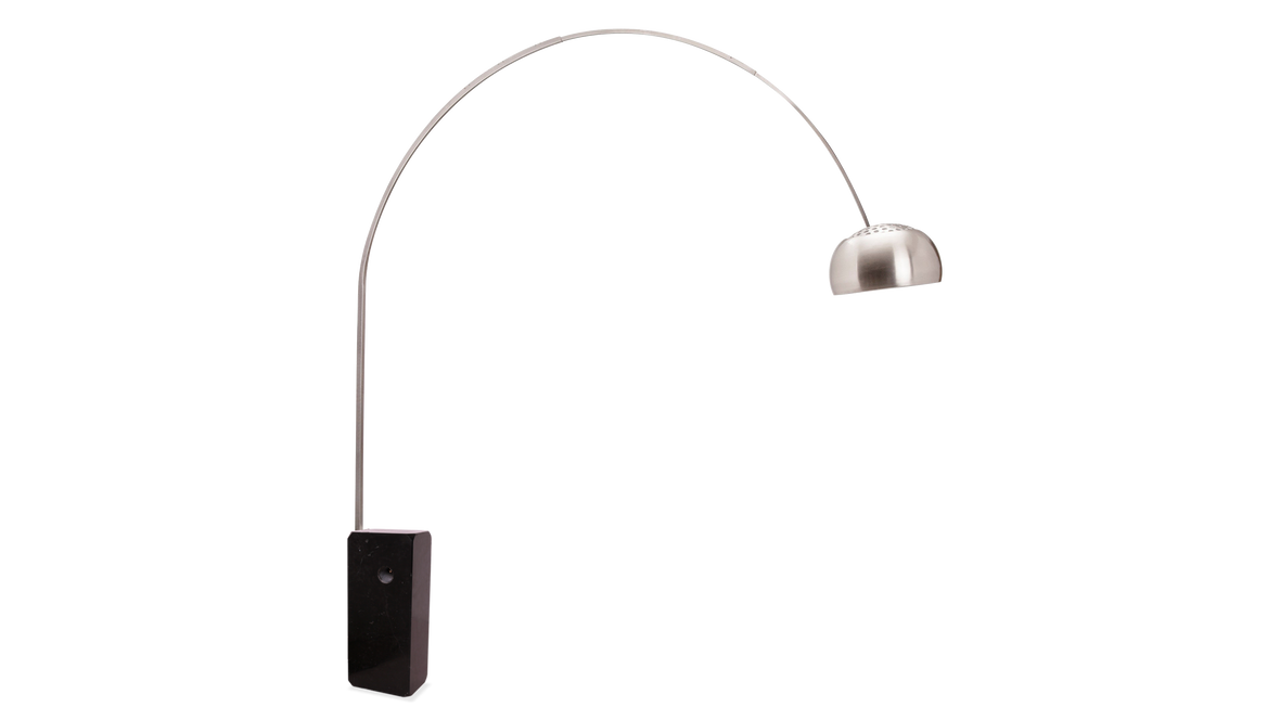 Achille - Achille Floor Lamp, Black Marble and Stainless Steel