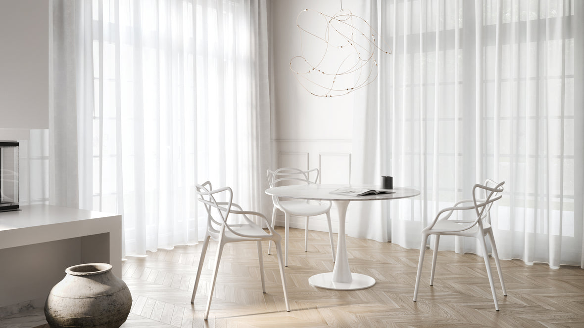 Aarhus - Aarhus Round Dining Table, Carrara Marble, 48in