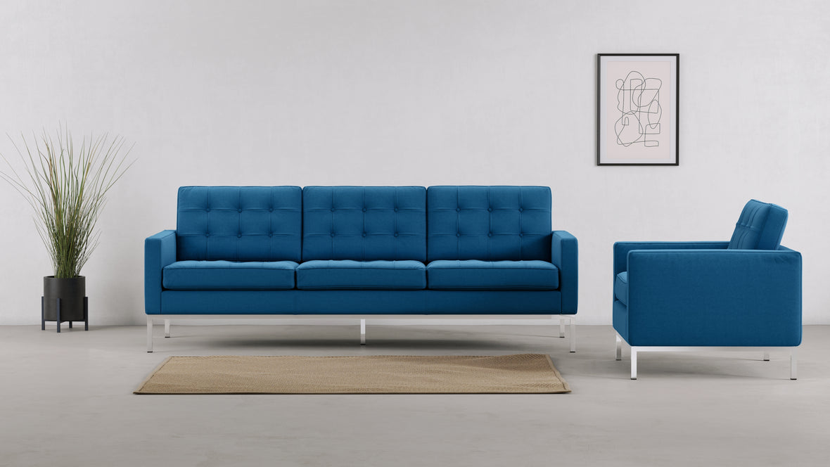 Florence - Florence Three Seater Sofa, Indigo Blue Wool