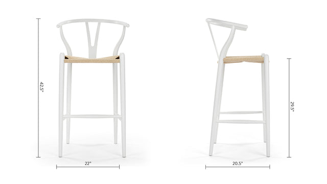 Wish - Wish Bar Stool, White, 29.5