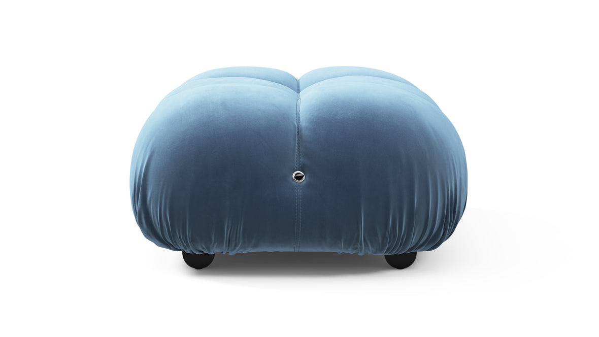 Bellini Ottoman - Mario Bellini Ottoman, Aegean Blue Velvet