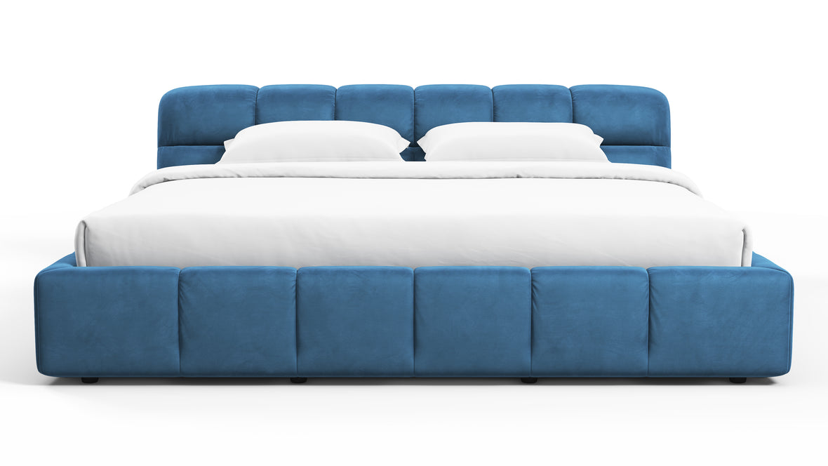 Tufted - Tufted Bed, King Size, Aegean Blue Velvet