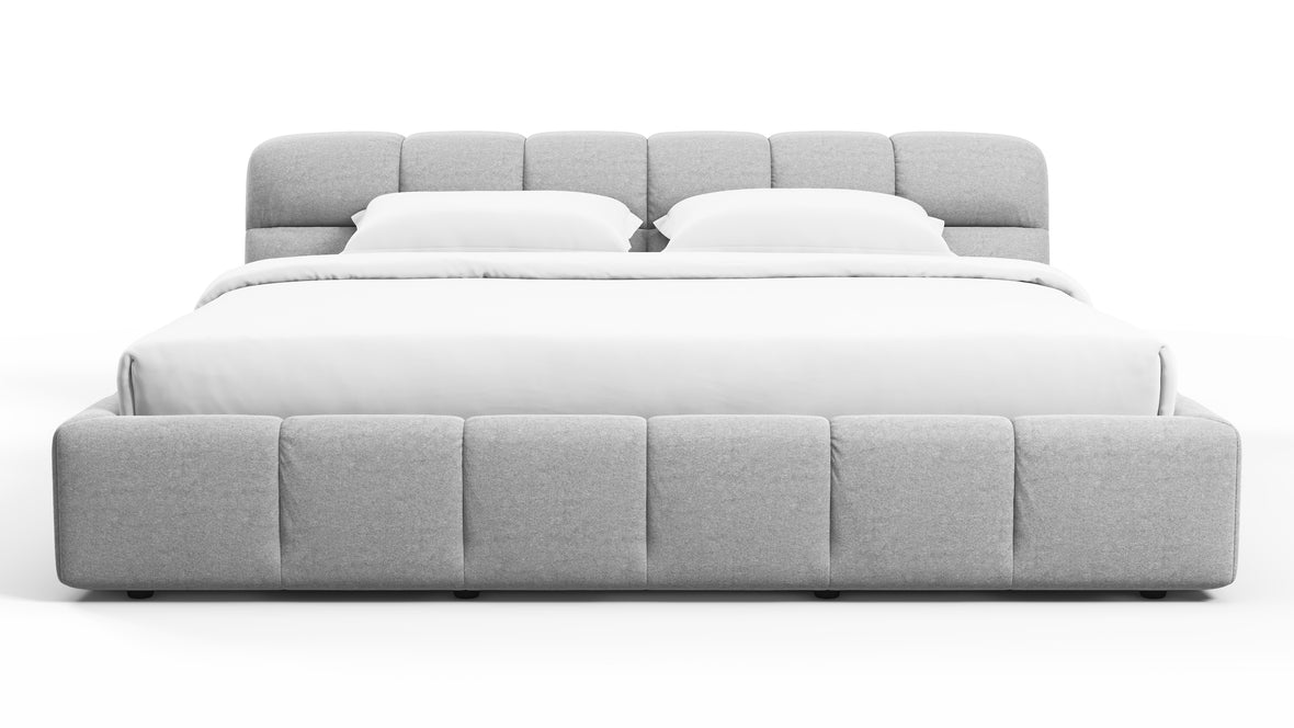 Tufted - Tufted Bed, King Size, Light Gray Wool