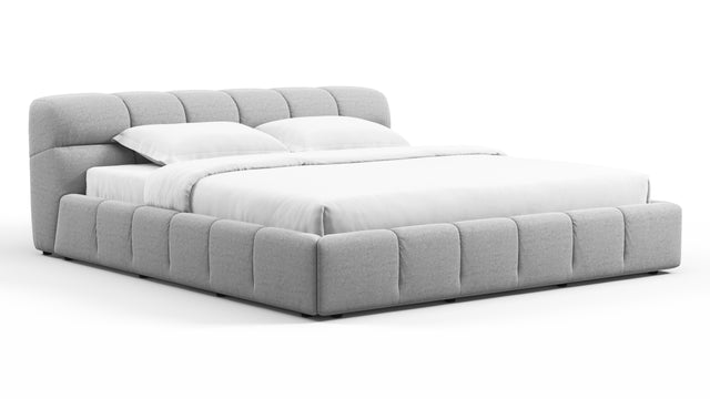 Tufted - Tufted Bed, King Size, Light Gray Wool