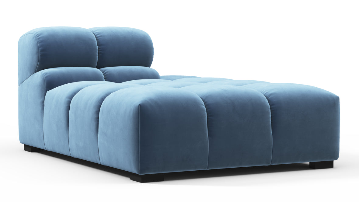 Tufted - Tufted Module, Right Chaise, Armless, Aegean Blue Velvet