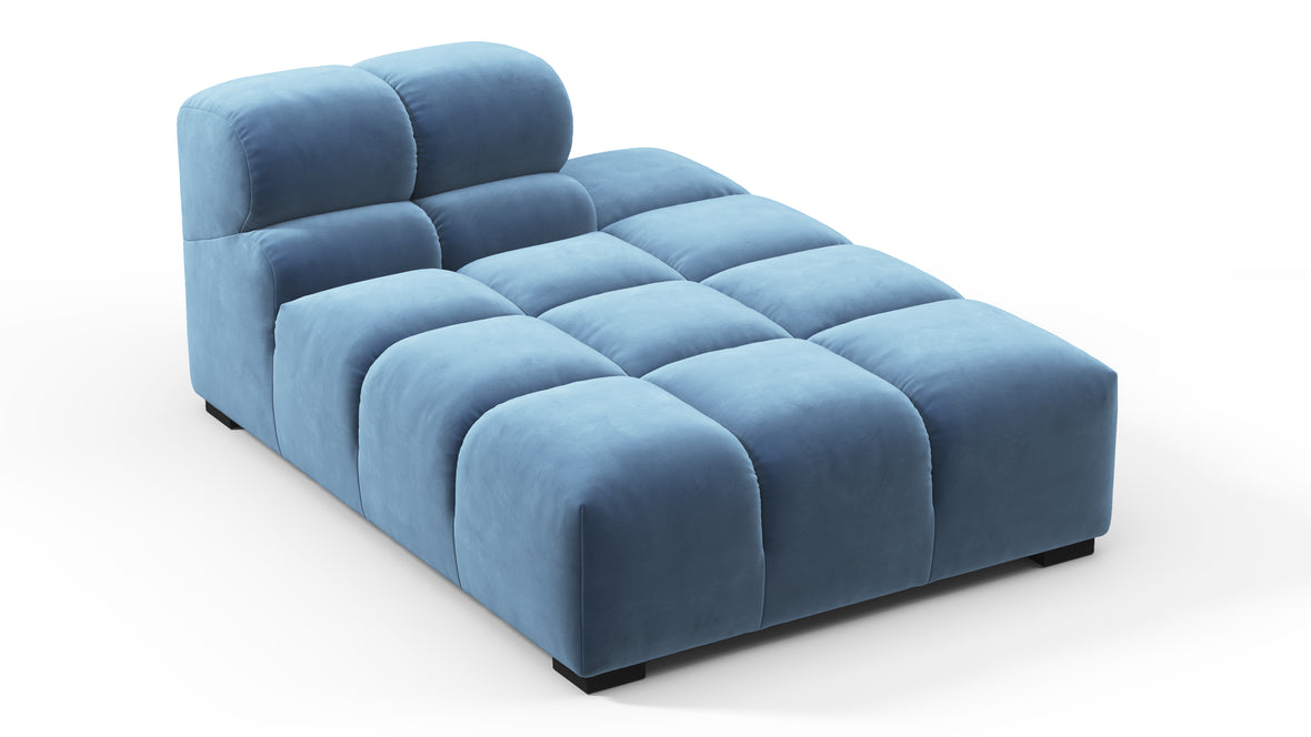 Tufted - Tufted Module, Right Chaise, Armless, Aegean Blue Velvet