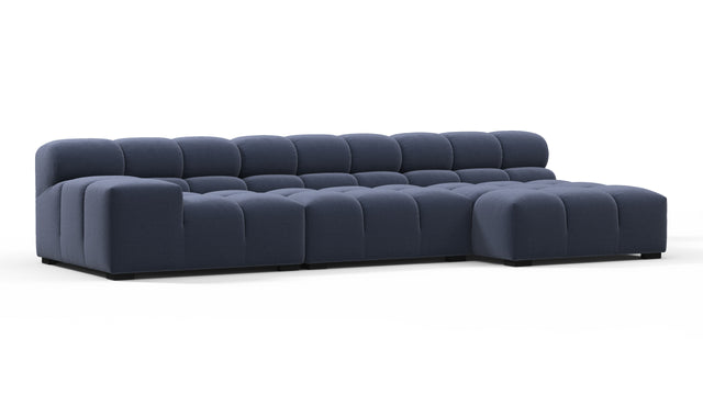 Tufted - Tufted Sectional, Small, Right Chaise, Royal Blue Wool