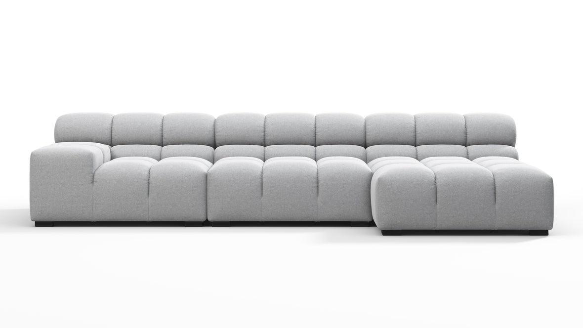 Tufted - Tufted Sectional, Small, Right Chaise, Light Gray Wool