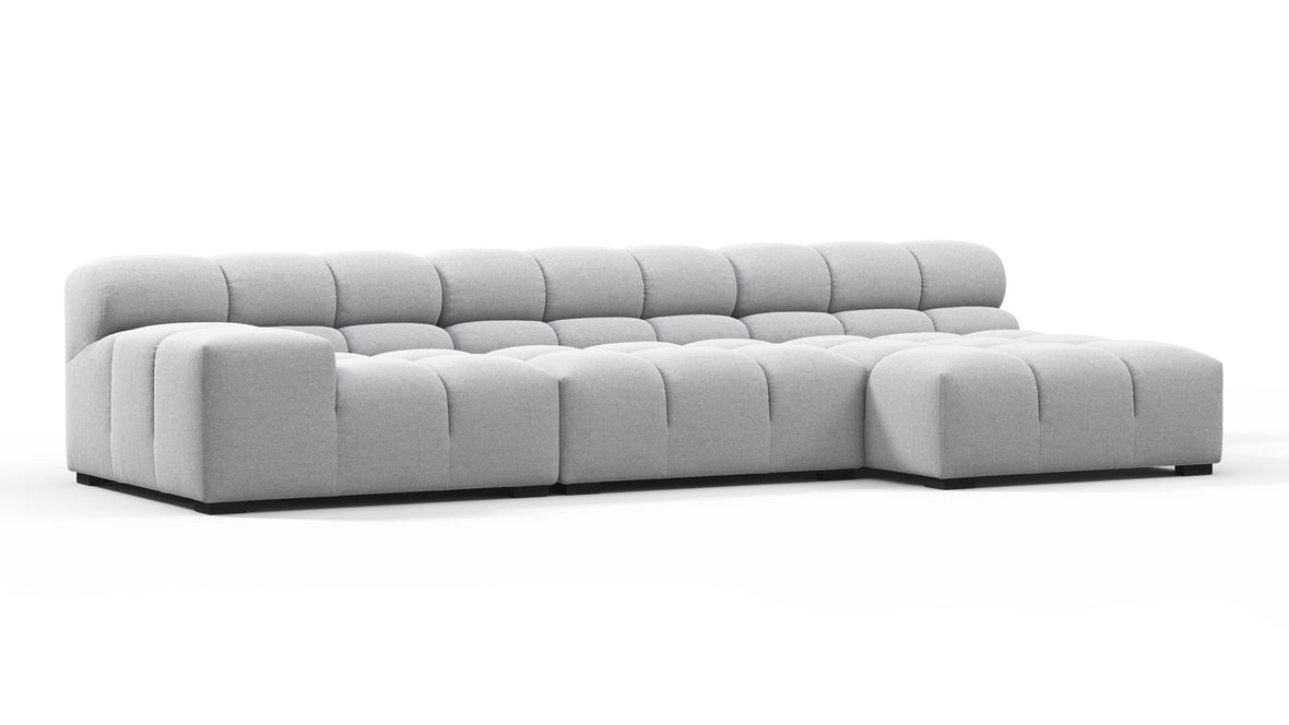 Tufted - Tufted Sectional, Small, Right Chaise, Light Gray Wool