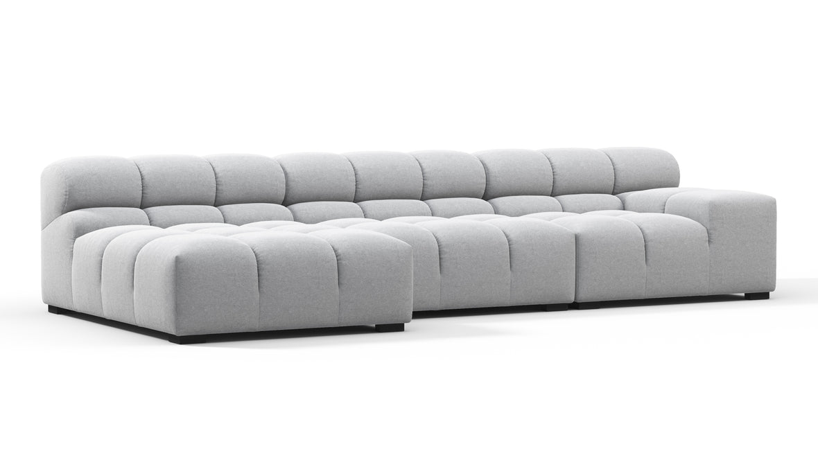 Tufty - Tufty Sectional, Small, Left Chaise, Light Gray Wool