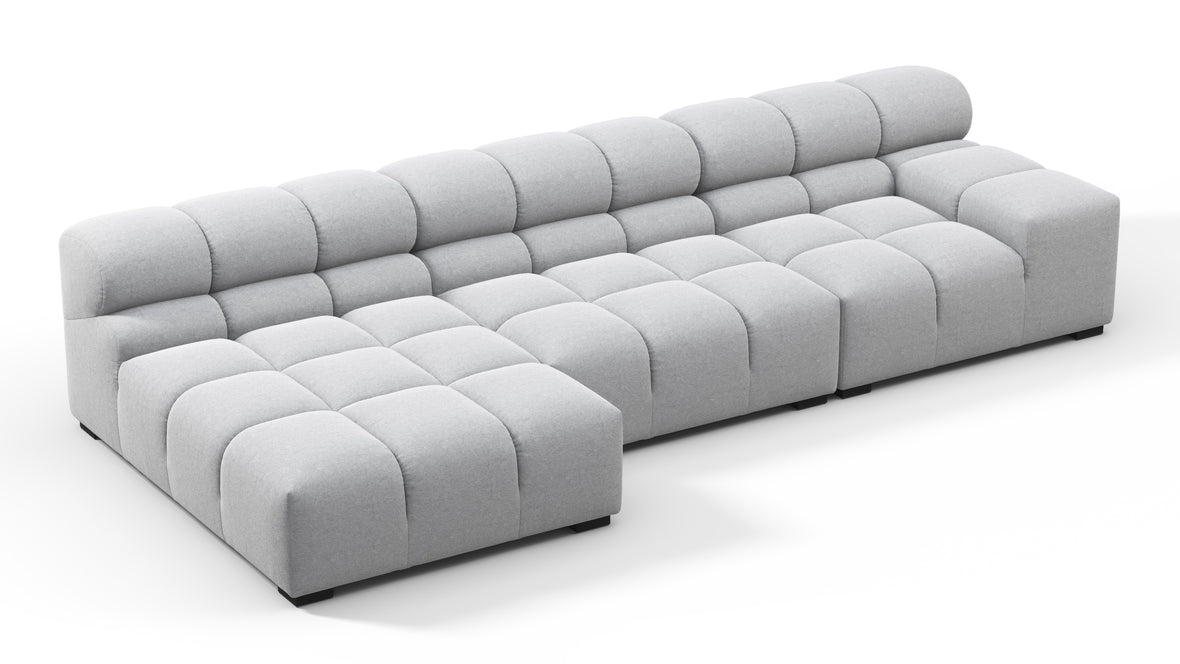 Tufted - Tufted Sectional, Small, Left Chaise, Light Gray Wool