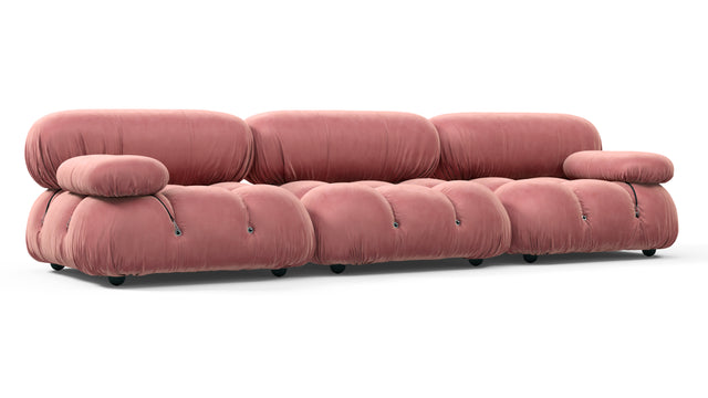 Belia - Belia Three Seater Sofa, Blush Pink Velvet