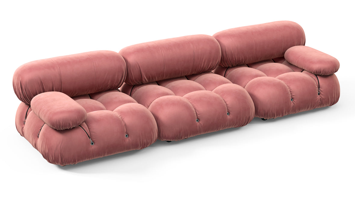 Belia - Belia Three Seater Sofa, Blush Pink Velvet