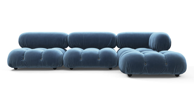 Belia - Belia Sectional, Right Chaise, Aegean Blue Velvet