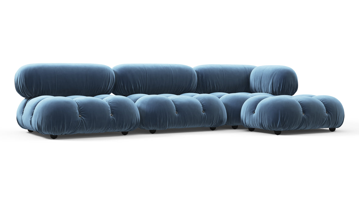 Belia - Belia Sectional, Right Chaise, Aegean Blue Velvet