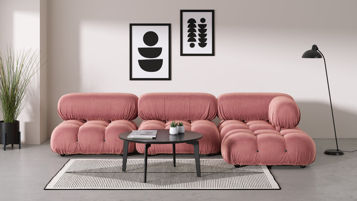 Belia - Belia Sectional, Right Chaise, Blush Pink Velvet