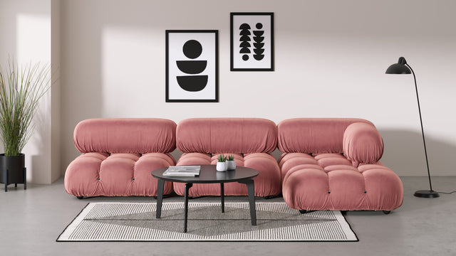 Bellini Sectional - Mario Bellini Sectional, Right Chaise, Blush Pink Velvet