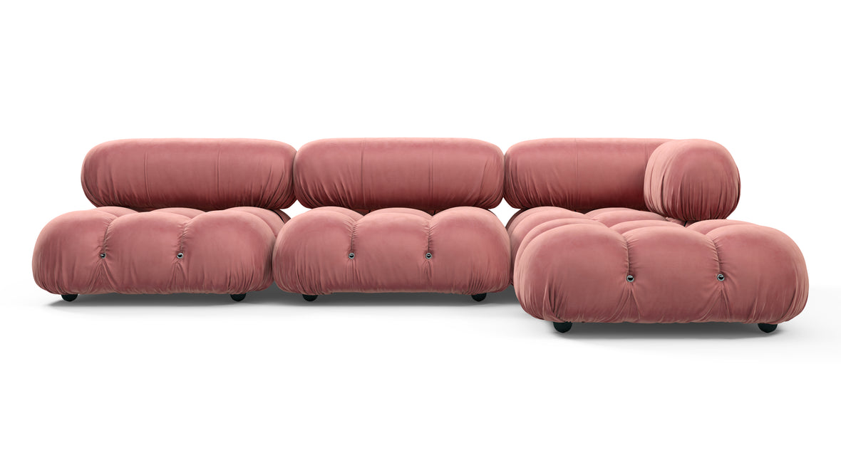 Belia - Belia Sectional, Right Chaise, Blush Pink Velvet