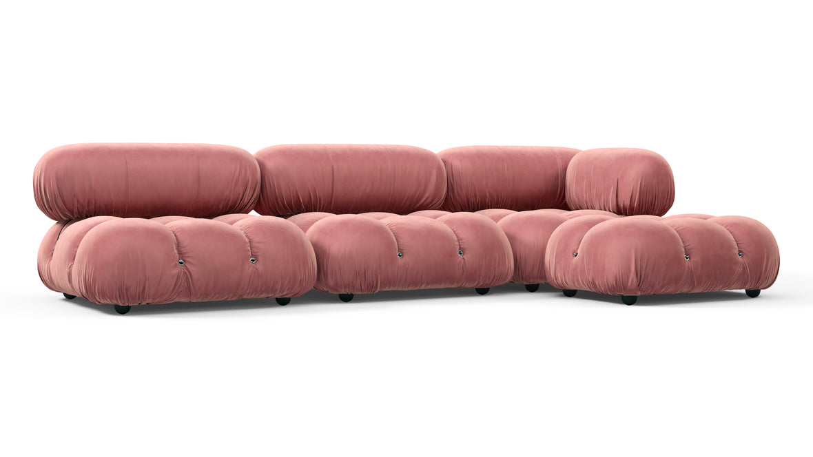 Belia - Belia Sectional, Right Chaise, Blush Pink Velvet