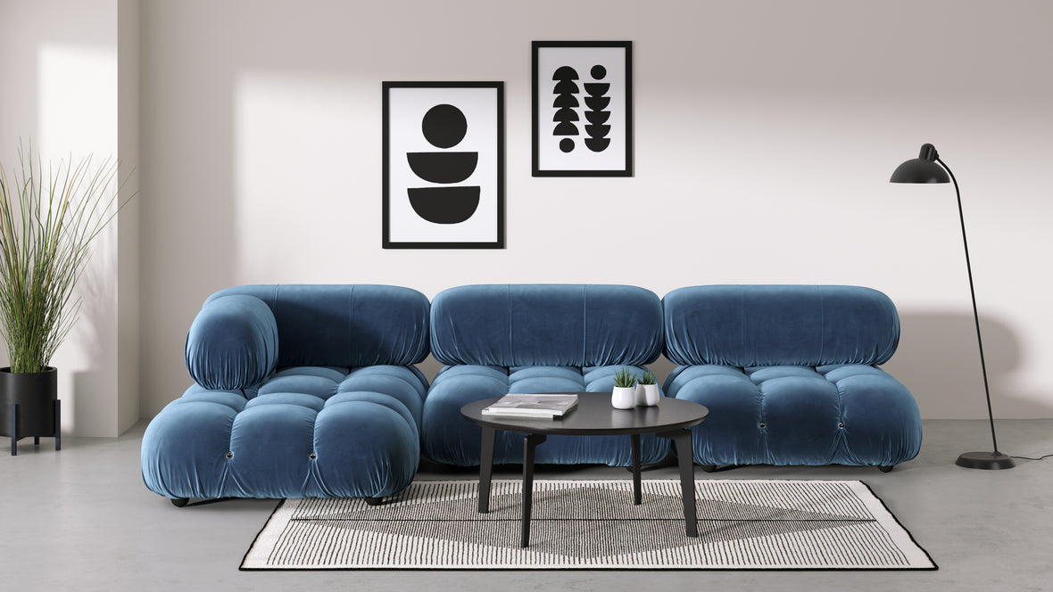 Belia - Belia Sectional, Left Chaise, Aegean Blue Velvet