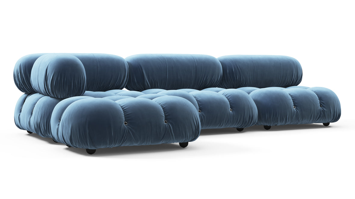 Belia - Belia Sectional, Left Chaise, Aegean Blue Velvet