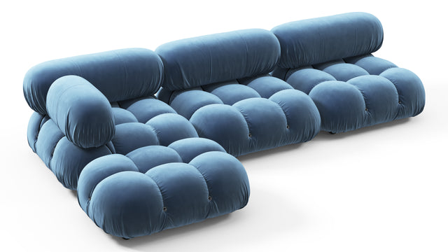 Belia - Belia Sectional, Left Chaise, Aegean Blue Velvet