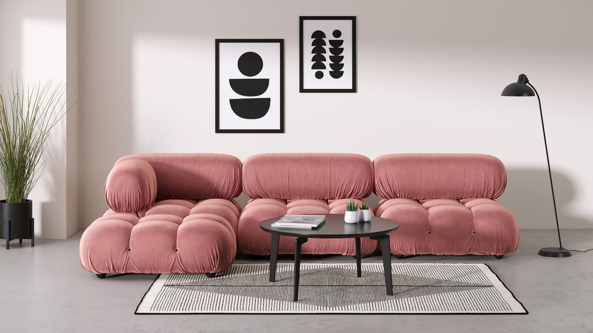 Belia - Belia Sectional, Left Chaise, Blush Pink Velvet