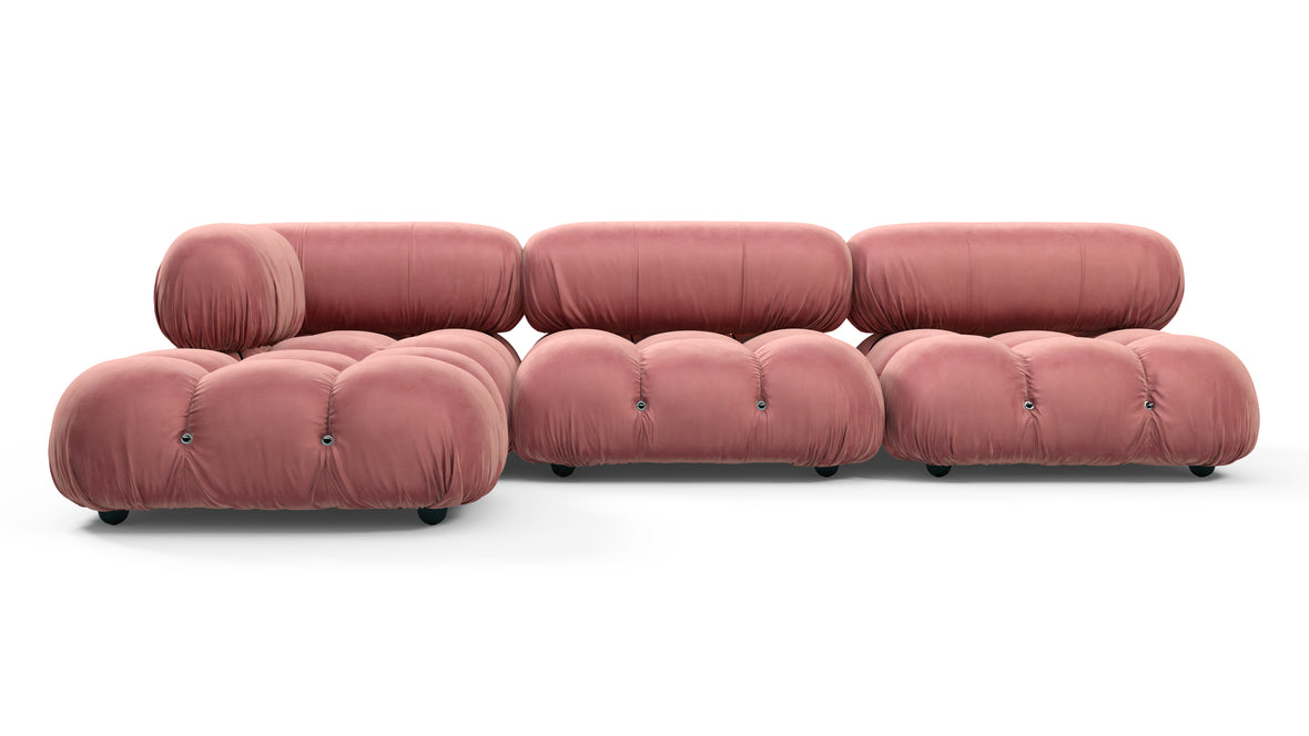 Belia - Belia Sectional, Left Chaise, Blush Pink Velvet