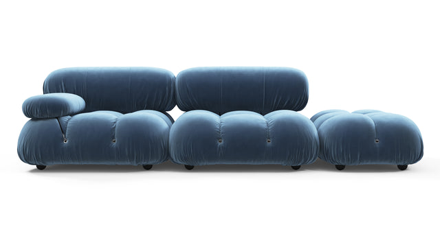 Bellini Sofa - Mario Bellini Open End Sofa, Right, Aegean Blue Velvet