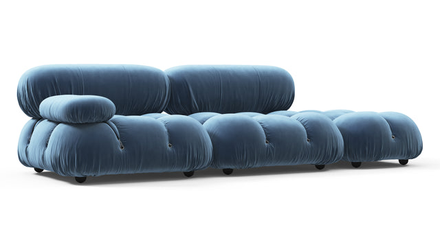 Bellini Sofa - Mario Bellini Open End Sofa, Right, Aegean Blue Velvet