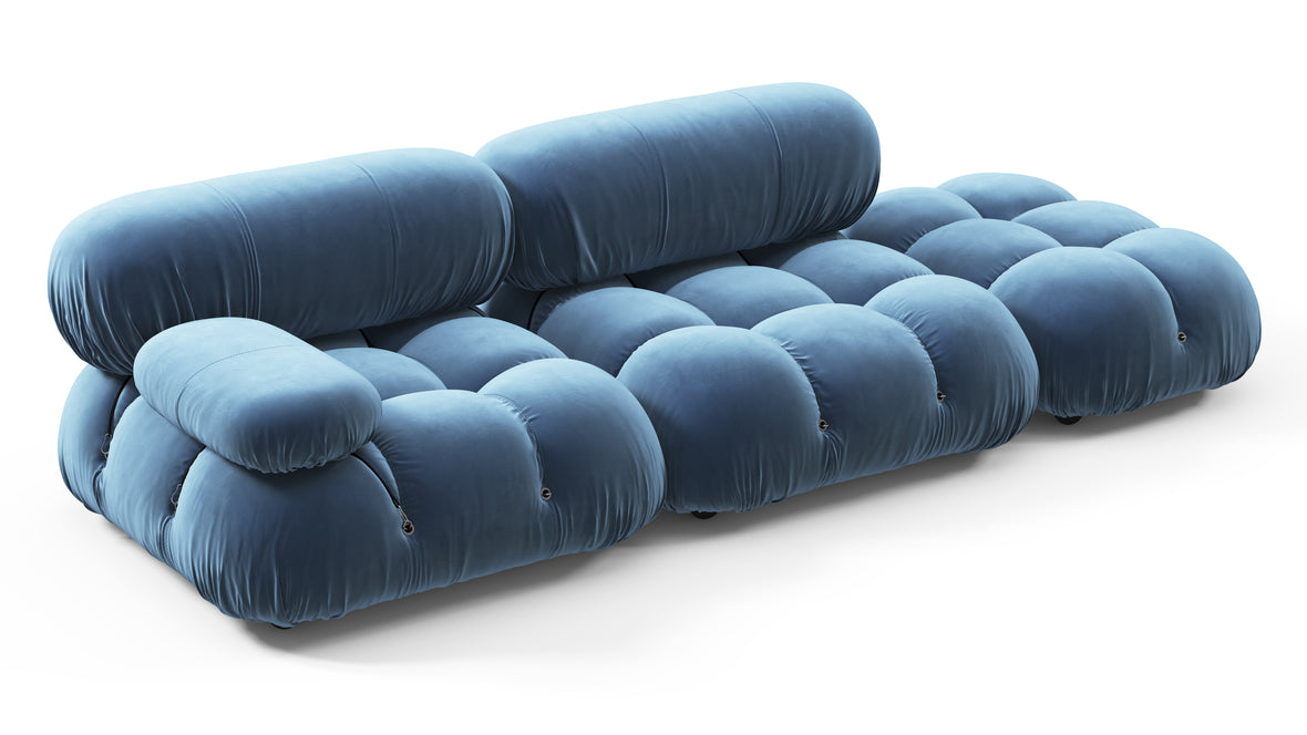 Bellini Sofa - Mario Bellini Open End Sofa, Right, Aegean Blue Velvet