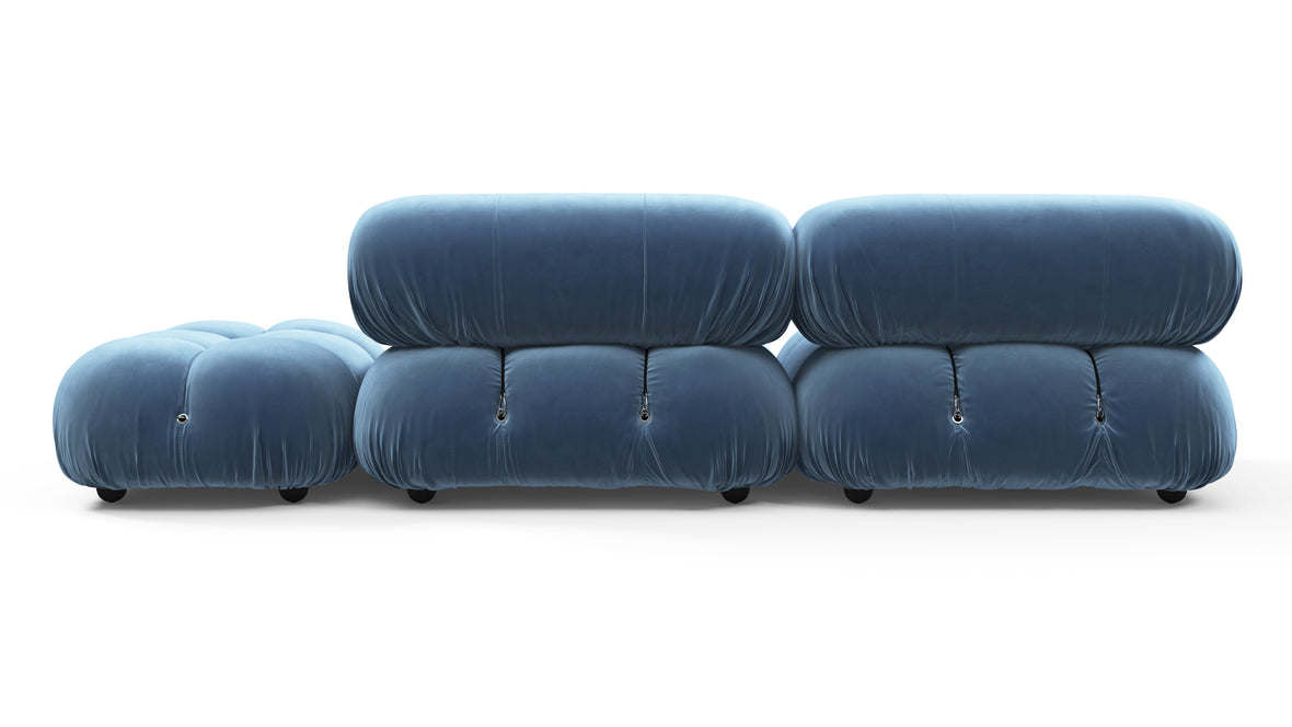 Bellini Sofa - Mario Bellini Open End Sofa, Right, Aegean Blue Velvet