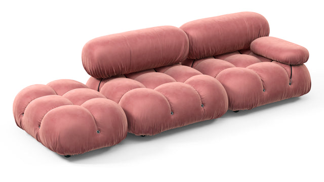 Belia - Belia Open End Sofa, Left, Blush Pink Velvet