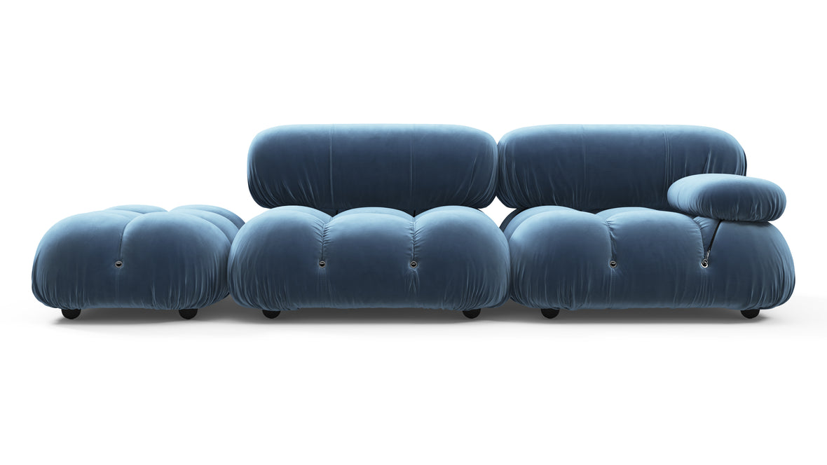 Belia - Belia Open End Sofa, Left, Aegean Blue Velvet