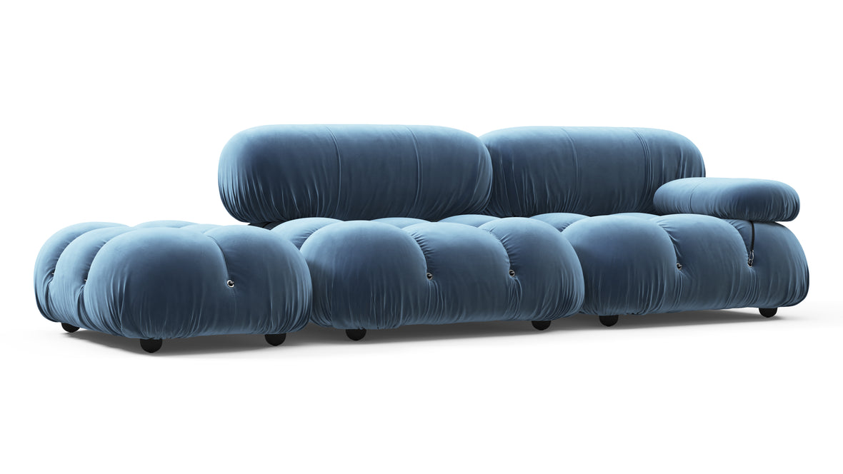 Belia - Belia Open End Sofa, Left, Aegean Blue Velvet