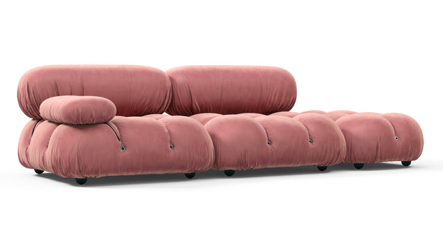 Belia - Belia Open End Sofa, Right, Blush Pink Velvet