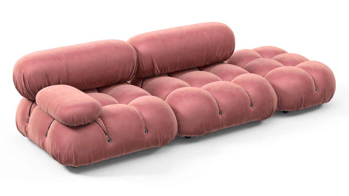 Belia - Belia Open End Sofa, Right, Blush Pink Velvet