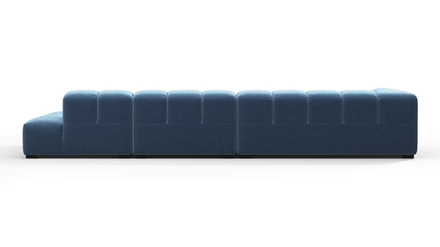 Tufted - Tufted Sectional, Large, Right Chaise, Aegean Blue Velvet