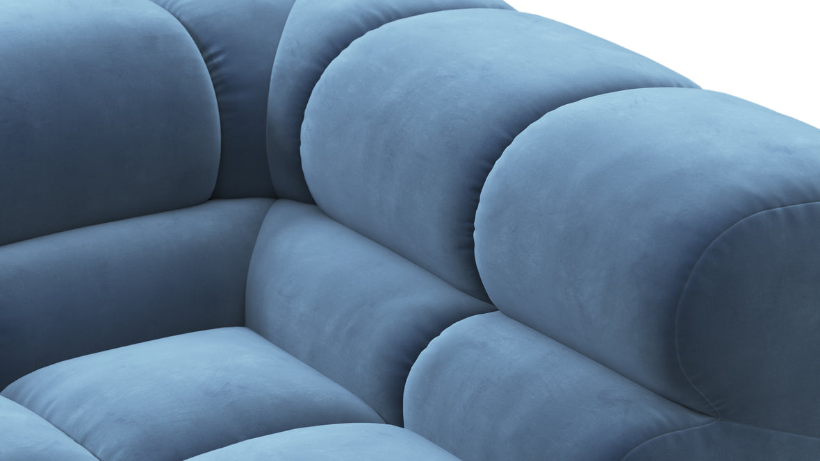 Tufted - Tufted Sectional, Large, Left Chaise, Aegean Blue Velvet