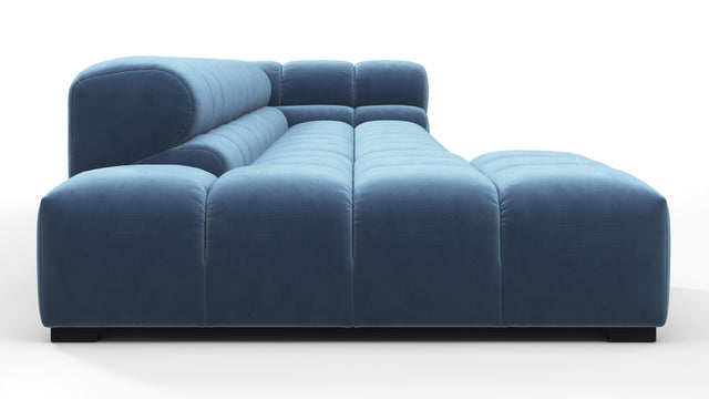 Tufty - Tufty Sectional, Large, Left Chaise, Aegean Blue Velvet