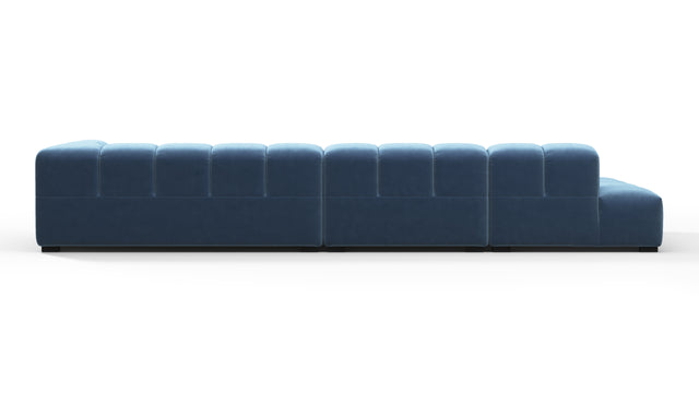 Tufted - Tufted Sectional, Large, Left Chaise, Aegean Blue Velvet